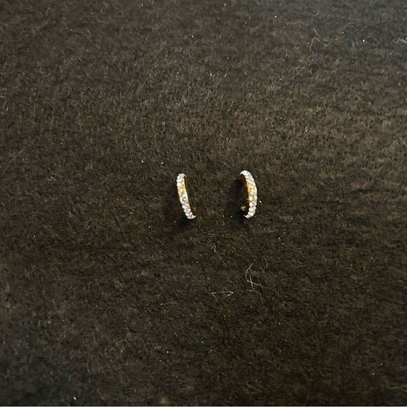 HANDMADE Elegant Gold and Rhinestone Crescent Earrings - Picture 2 of 4